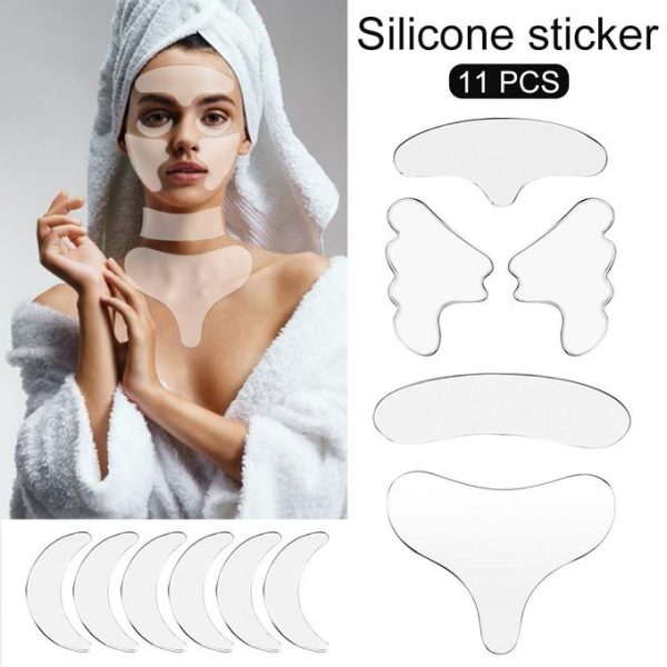 11PCS Reusable Silicone Anti Wrinkle Facial Pad Face Neck Eye Sticker