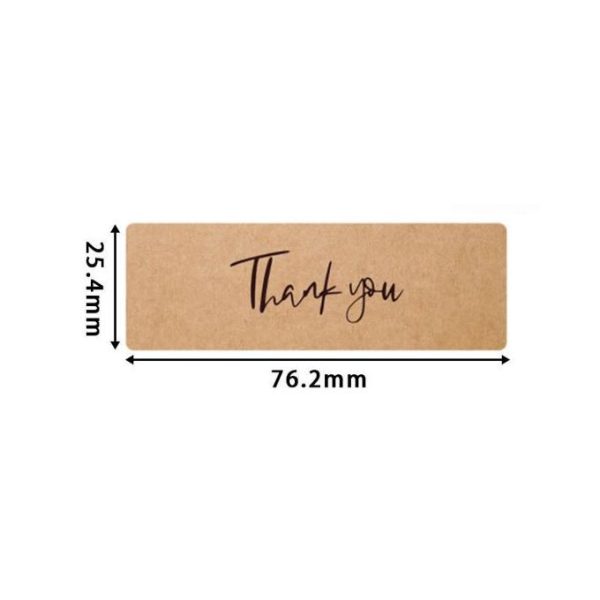 2.5cm By 7.6cm - Kraft Paper Thank You - Stickers