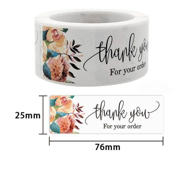 2.5cm By 7.6cm - Thank You For Your Order- Stickers