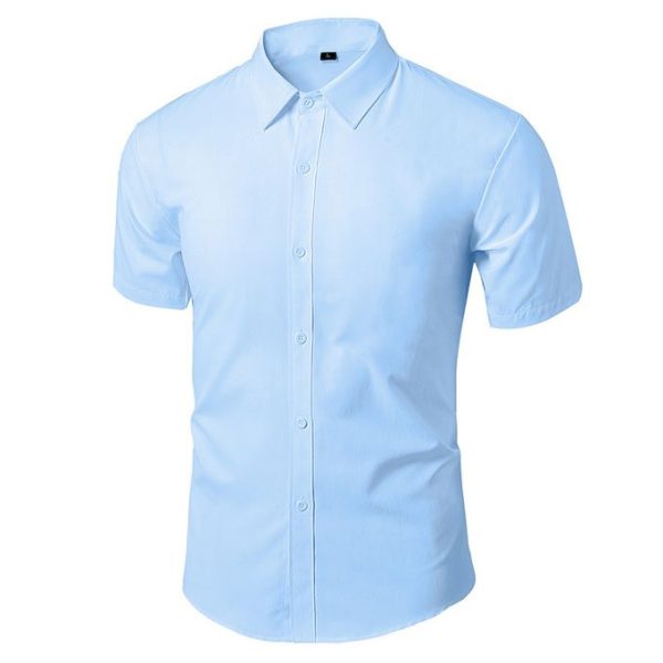 2PS Men's Long-sleeved Shirt + Short-sleeved Shirt No-iron Casual Work Collar Top