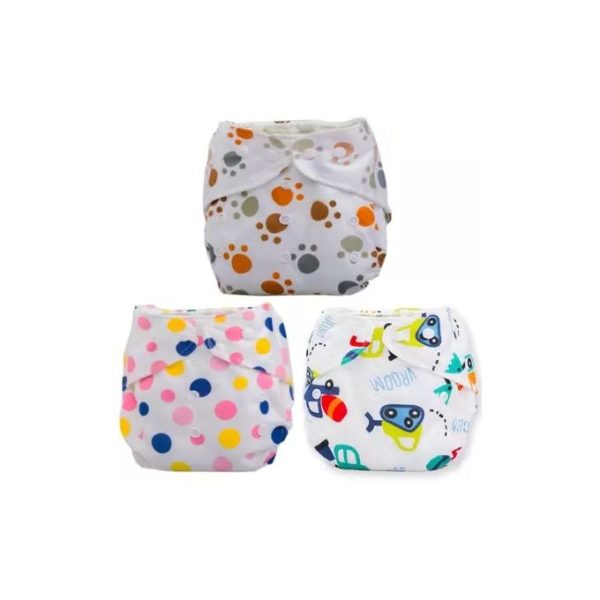 3 Inserts Washable, Reusable And Adjustable Baby Diapers