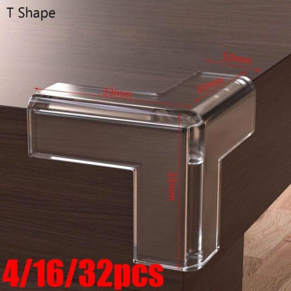 Baby Safety T-Shape Flexible Edge & Corner Guard Furniture Cover Anti Collision for Tables, Transparent Color