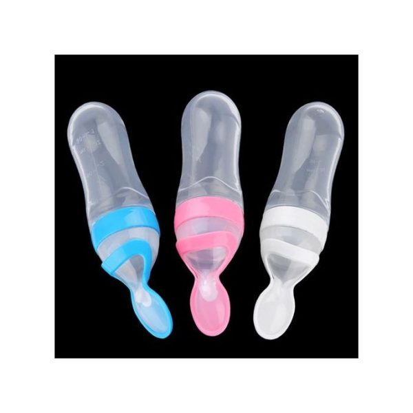 Baby Silicone Squeeze Feeding Bottle Spoon FoodCereal Feeder .