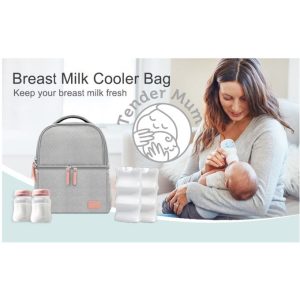 Black Breast Milk Cooler Bag, Insulated Breast Pump Bag With 2 Ice Packs, BreastMilk Cooler Bag