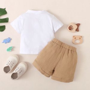 Catpapa Baby Boy Summer Plain Color Cotton Clothes Set-(3-24months)