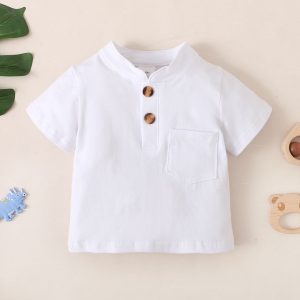 Catpapa Baby Boy Summer Plain Color Cotton Clothes Set-(3-24months)