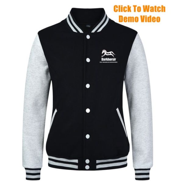 Darkhorsir Women Stylish Downy Baseball Jacket Black/Grey