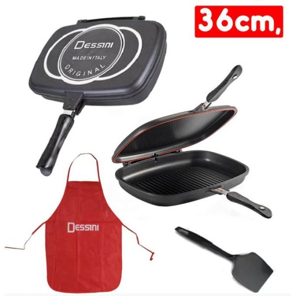 Dessini 36Cm Double Sided Grill Non-stick Pressure Pan - Black