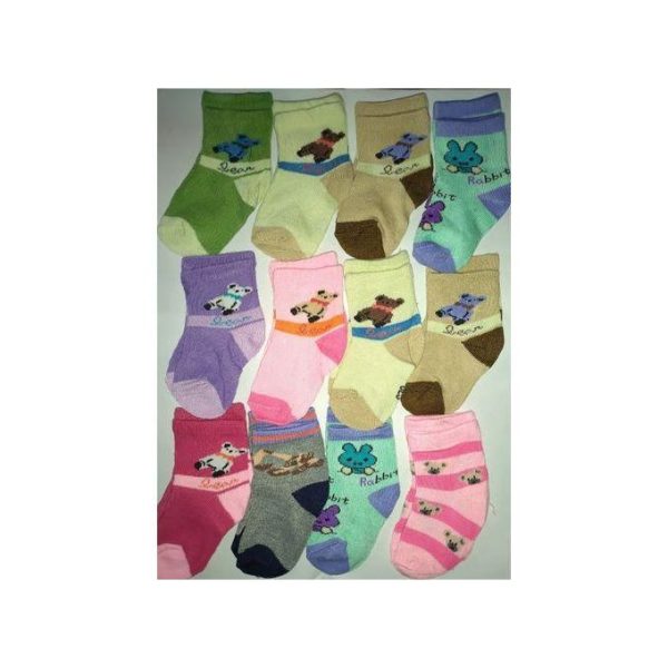 Fashion 12 Pairs/lot Unisex Baby Socks 0-12 Months Assorted Colours