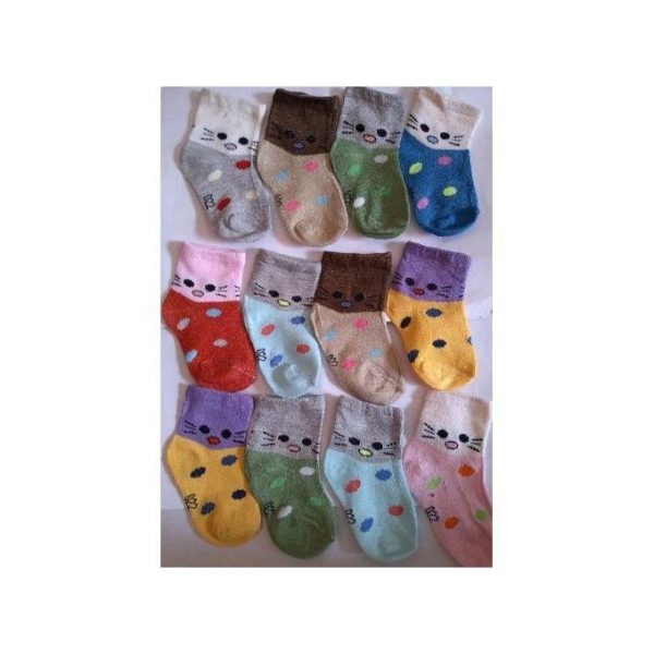 Fashion 12 Pairs/lot Unisex Baby Socks 0-12 Months Assorted Colours