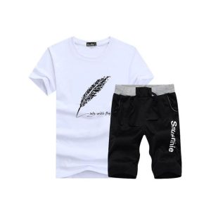 Fashion 2 Piece Short -sleeved Shirt Mens Soprtswear Trousers Pants