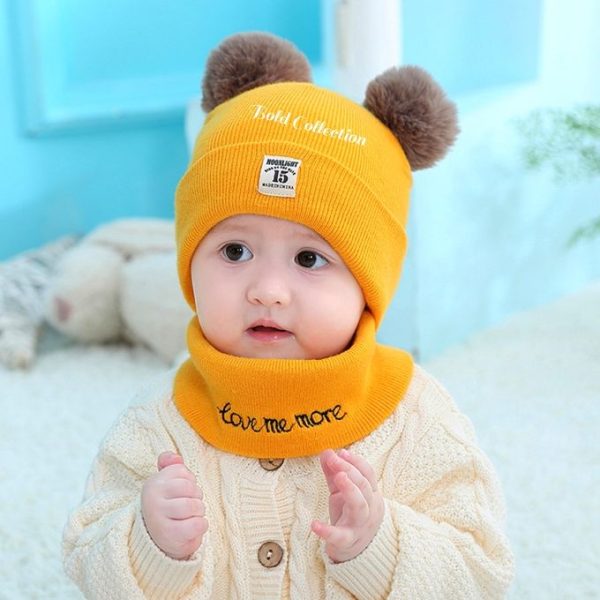 Fashion 2PCs Cutest Warm Knitted 1Baby Cap&1Matching Scarf