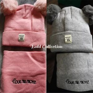 Fashion 2PCs Cutest Warm Knitted 1Baby Cap&1Matching Scarf