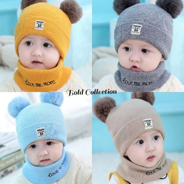 Fashion 2PCs Cutest Warm Knitted 1Baby Cap&1Matching Scarf