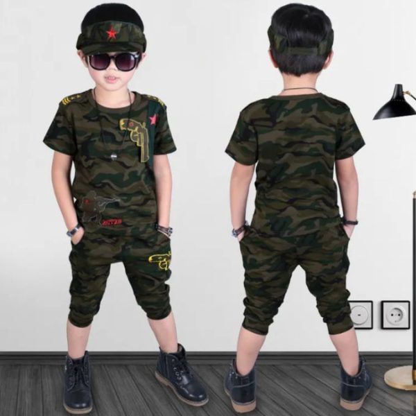 Fashion 2pcs Kid's T Shirt + Shorts Boys Star Clothing Children's Suit