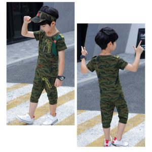 Fashion 2pcs Kid's T Shirt + Shorts Boys Star Clothing Children's Suit