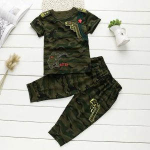 Fashion 2pcs Kid's T Shirt + Shorts Boys Star Clothing Children's Suit