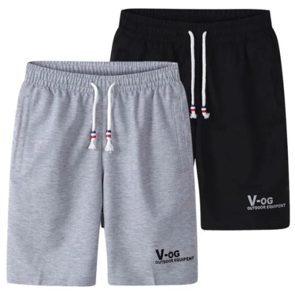 Fashion 2pcs Men's Fashion Shorts Casual Sports Five-point Pants Shorts Gray & Black