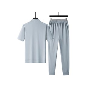 Fashion 2Piece Set Men's Short Sleeve Jogging T-Shirt & Pants Full Suit Sportswear-Blue