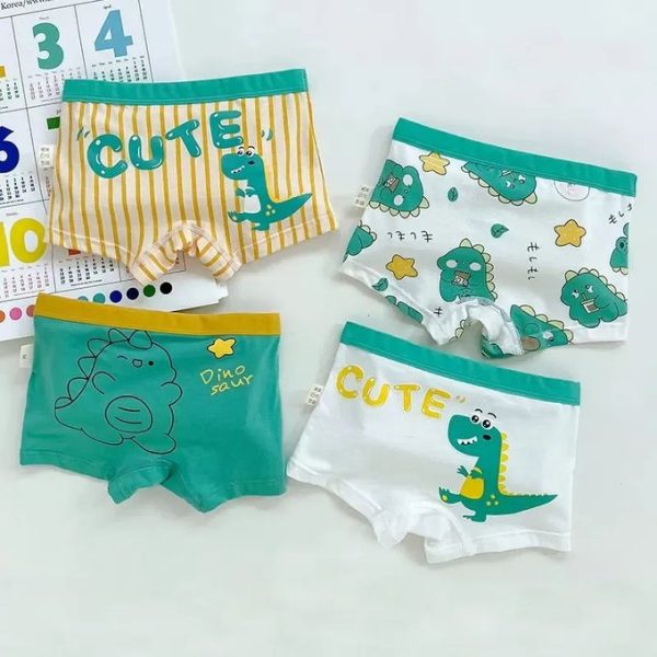 Fashion 3PCs Cutest Green Crafts Kids Comfy Pure Cotton Boys Boxers