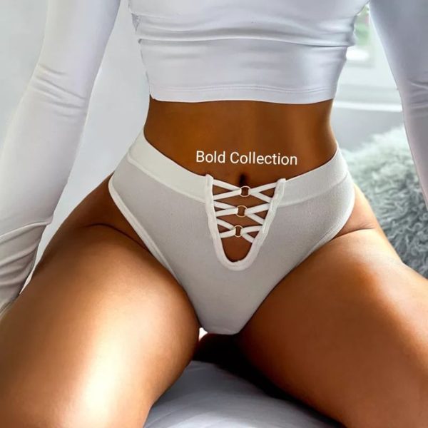 Fashion 3PCs Sexiest Tripple Front Gold Ring Ladies Thong Panties(Hips 34-42inches)