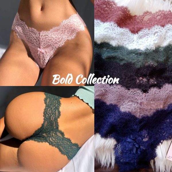 Fashion 3PCs Soft Eyelash Lace Thong Panties Women Underwear