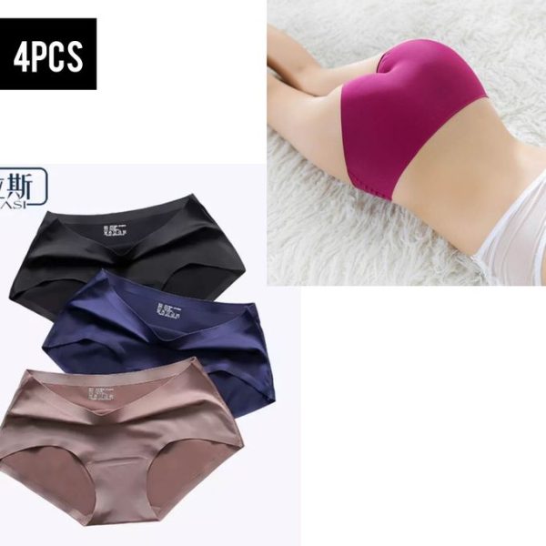 Fashion 4Pcs Ice Silk Seamless Comfy Panties