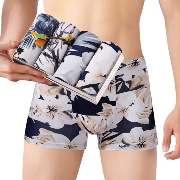 Fashion 4Pcs Men's Underwear Breathable Comfortable Stretch Cotton Boxer Briefs