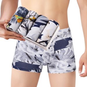 Fashion 4Pcs Men's Underwear Breathable Comfortable Stretch Cotton Boxer Briefs