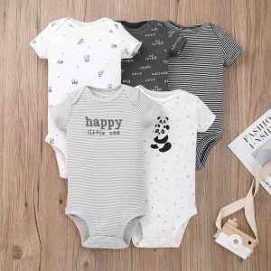 Fashion 5PCs Cutest Baby Newborn Cotton Short-sleeve Baby Boy Onesies/Bodysuit/sleepsuit