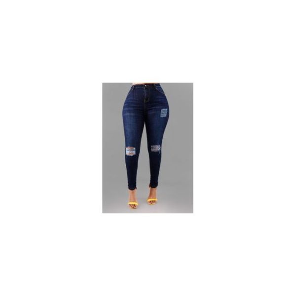 Fashion Classy High Waist Ladies Jeans Elastic Jeans Ragged