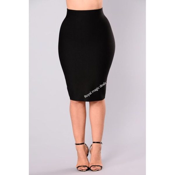 Fashion Gorgeous Cotton Kneelength Ribbed Bodycon SKIRT