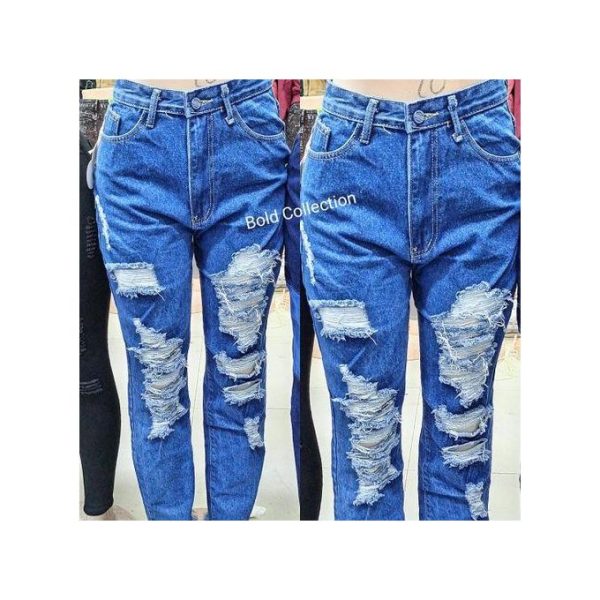 Fashion Ladies Denim Rugged Jeans -MUMMY Denim Ripped Mom Jeans