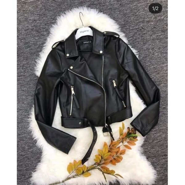 Fashion Leather jacket for ladies/ Black leather jacket