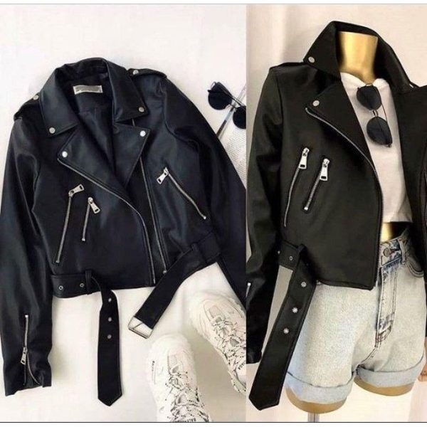 Fashion Leather jacket for ladies/ Black leather jacket