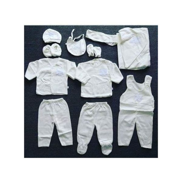 Fashion Lucky Star 11 Pieces Unisex New Born Baby Receiving Set- White