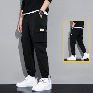 Fashion Men Black Pocket Casual Pants Cargo Pants Harem Joggers