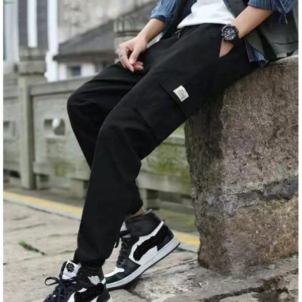 Fashion Men Black Pocket Casual Pants Cargo Pants Harem Joggers