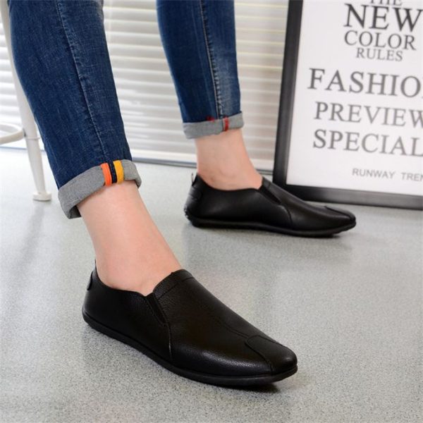 Fashion Men Loafers Shoes Casual Pu Leather Shoes Sneaker Shoes Black