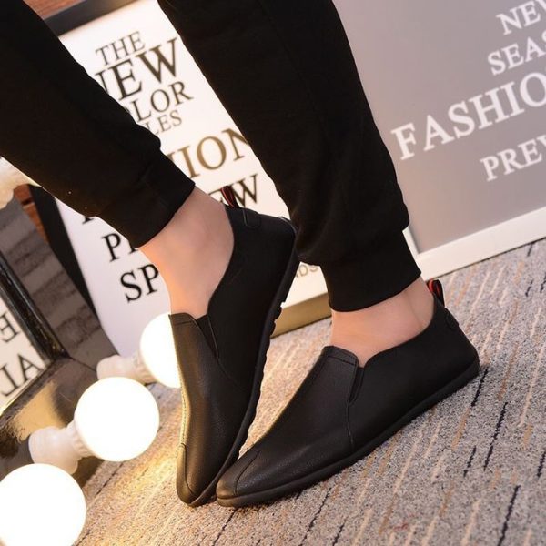 Fashion Men Loafers Shoes Casual Pu Leather Shoes Sneaker Shoes Black