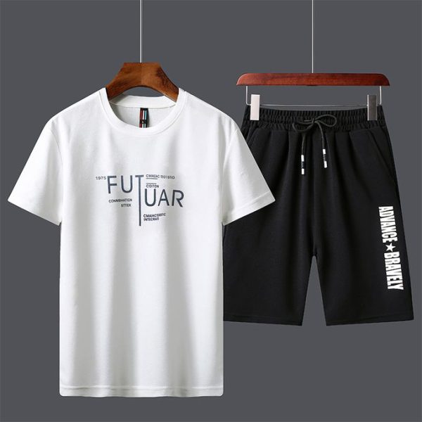 Fashion Men's 2 In 1 Short Sleeve T-Shirt & Shorts Set- White