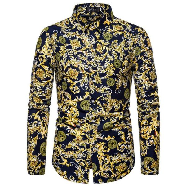 Fashion Men'S Button Shirt Men Casual Print Shirt Long Sleeved Shirts.