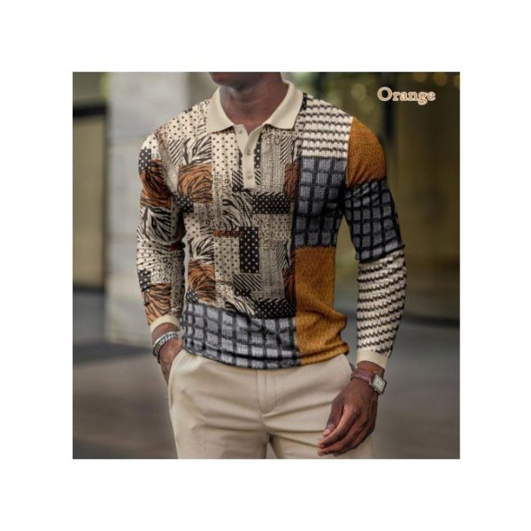 Fashion Men's Casual Vintage Turtleneck Polo Long Sleeve Office Shirts