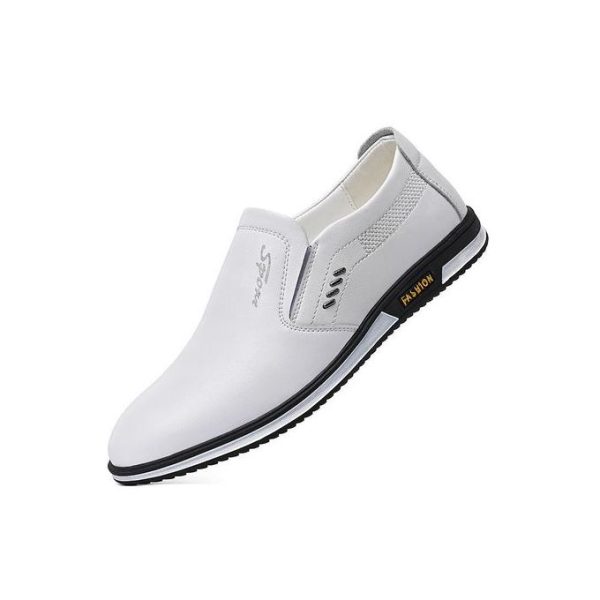 Fashion Men's Fashionable White Elegant Shoes Office Flat Leather Loafer Casual Rubber