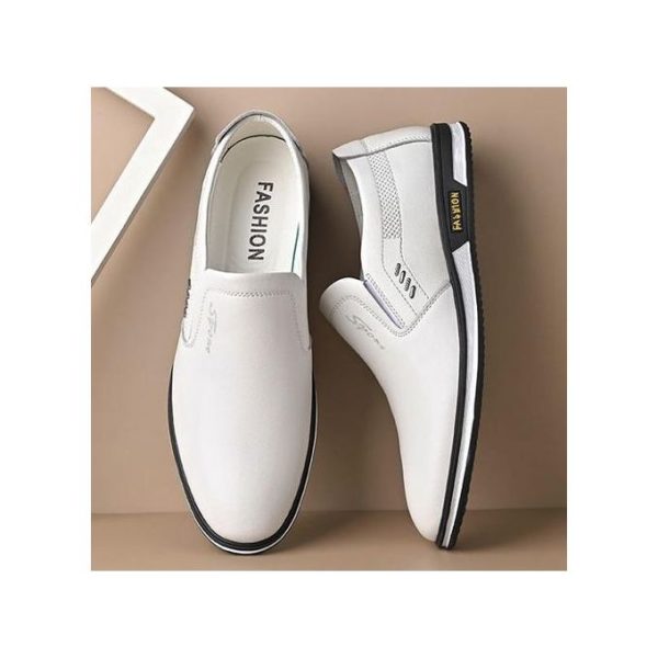 Fashion Men's Fashionable White Elegant Shoes Office Flat Leather Loafer Casual Rubber