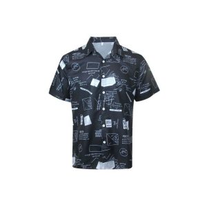 Fashion Men's Hawaiian Ink Print Bottom-down Beach Short Sleeve T-Shirt Casual Tops