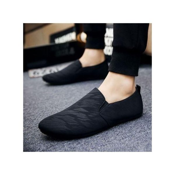 Fashion Mens Loafers Shoes Official Leather Loafer Casual Shoes Comfortable Shoes-Black