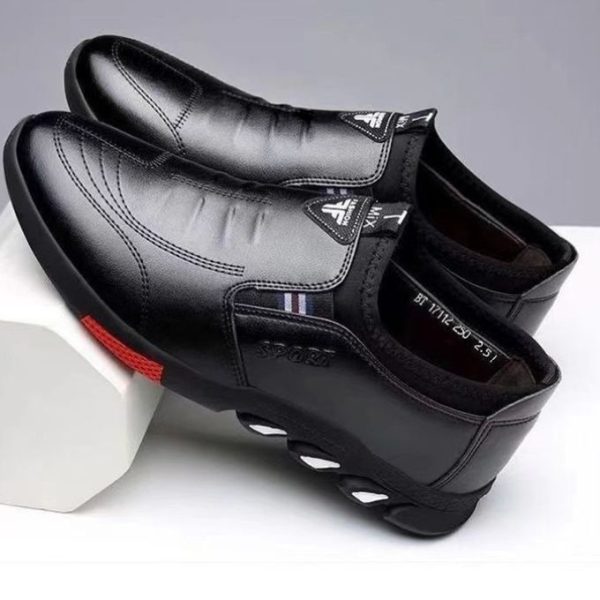 Fashion Men's Soft Sole Leather Shoes - Black