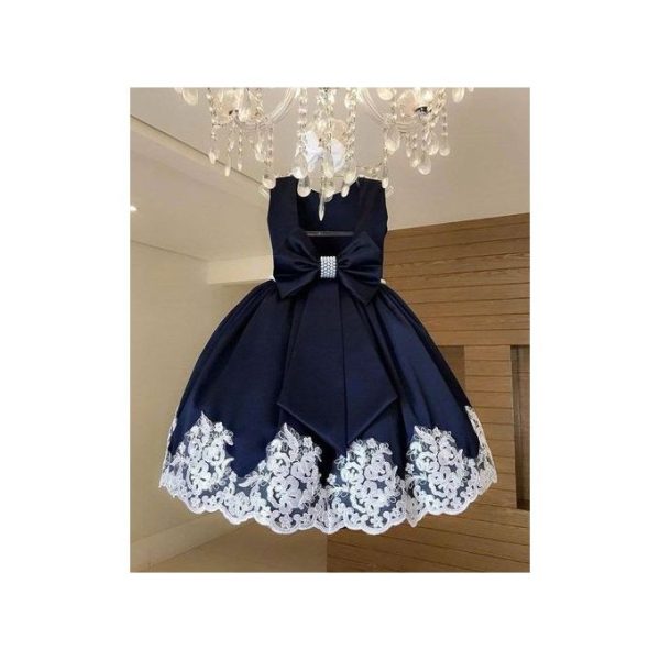 Fashion Navy Blue Laced Flower Girl Dresses