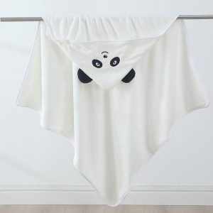 Fashion Ultra Soft Hooded Cartoon Kids Bath Towel WHITE